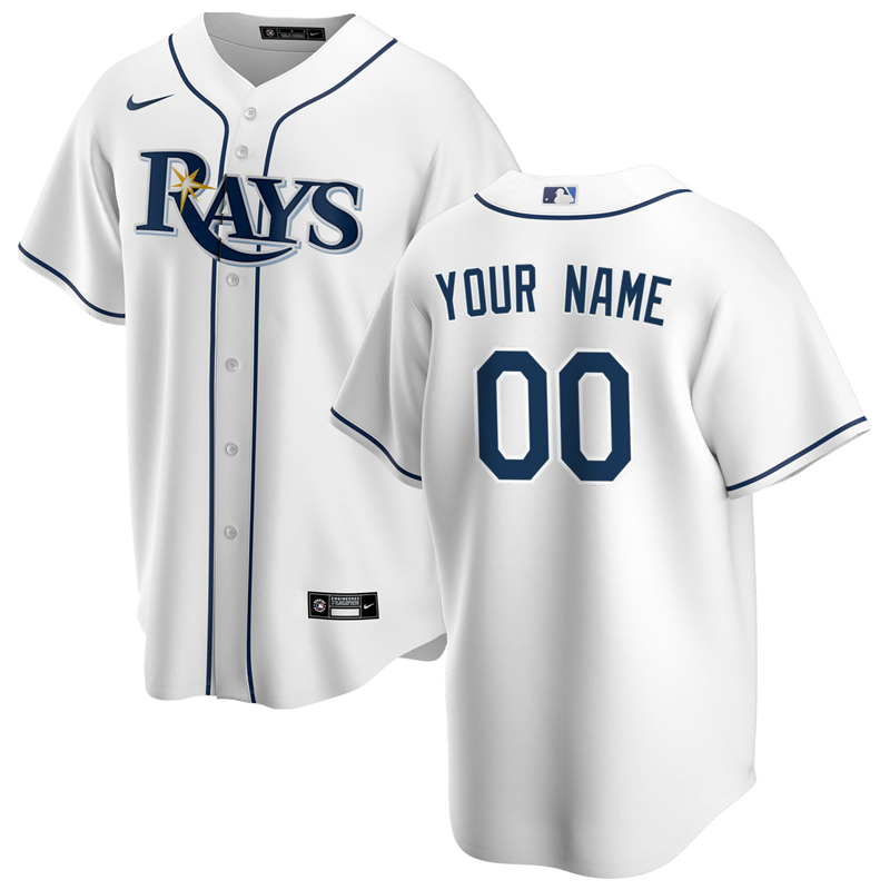 2020 MLB Men Tampa Bay Rays Nike White Home 2020 Replica Custom Jersey 1